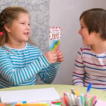 Valentines Day Gifts for Kids - Valentines Day Cards for Kids - Set of 24 Pop Heart Fidget Toys Bulk - Valentine Exchange Cards for Toddlers Girls Boys School Classroom Party Favors Age 3 Year and Up