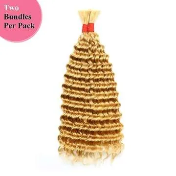 Deep Wave Bulk Human Hair for Braiding No Weft 100 g (1 Pack-2 Bundles) 100% Unprocessed Brazilian Virgin Human Hair Bulk Human Braiding Hair For BOHO Braids Curly Deep Bulk 24 inch Honey Blonde #27