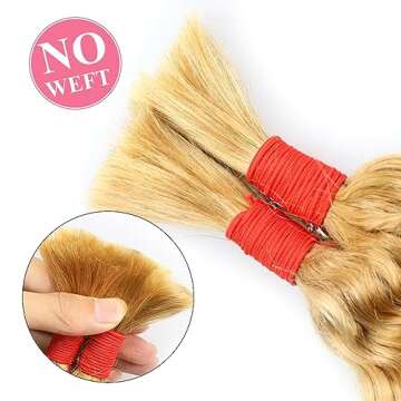 Deep Wave Bulk Human Hair for Braiding No Weft 100 g (1 Pack-2 Bundles) 100% Unprocessed Brazilian Virgin Human Hair Bulk Human Braiding Hair For BOHO Braids Curly Deep Bulk 24 inch Honey Blonde #27