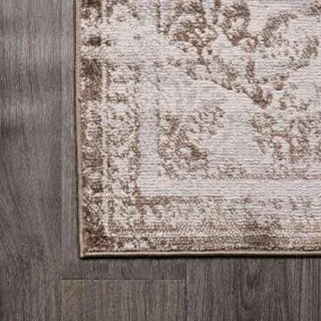 JONATHAN Y MDP400B-210 Alhambra Ornate Medallion Modern Indoor -Area Rug Vintage Bohemian Easy-Cleaning Bedroom Kitchen Living Room Non Shedding, 2 ft x 10 ft, Brown/Cream