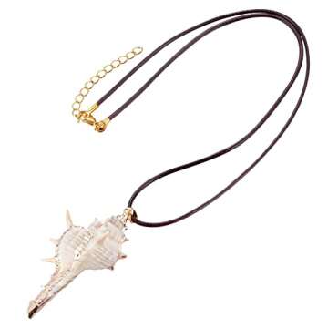 FM FM42 Natural Seashell Scallop Conch Pendant Necklace - Unique Oceanic Jewelry