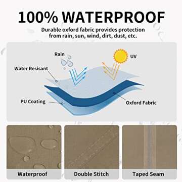 Easy-Going 4 Passenger Golf Cart Cover Fit for EZGO, Club Car, Yamaha Golf Cart, Waterproof Golf Cart Cover with Zipper Closure (112" L x 48" W x 73" H, Camel)