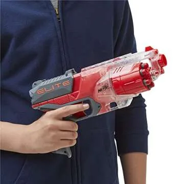 NERF Elite Disrupter Blaster, 6-Dart Rotating Drum, Slam Fire, Translucent Red, Easter Gifts for Kid...
