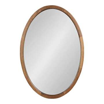 Kate and Laurel Hogan Farmhouse Oval Framed Wall Mirror, 24 x 36, Rustic Brown, Decorative Bulletin Board for Wall