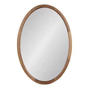 Kate and Laurel Hogan Farmhouse Oval Framed Wall Mirror, 24 x 36, Rustic Brown, Decorative Bulletin Board for Wall