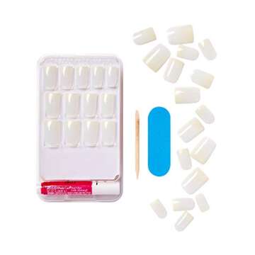 Kiss Salon Acrylic Natural 28 Count Medium Length Flat Tip (Pack of 3)