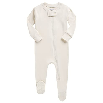 VAENAIT BABY Toddler Boys Girls Solid Footie Pajama Cozy Modal Creamwhite 24M