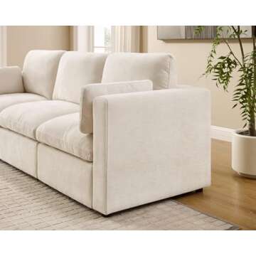 VANOMi 121"" Modular Sectional Sofa, Reversible U Shaped Couch, Convertible Sectional Sofa Couch, 6 Seat Sectional Couches with Chaise for Living Room, Chenille, Beige