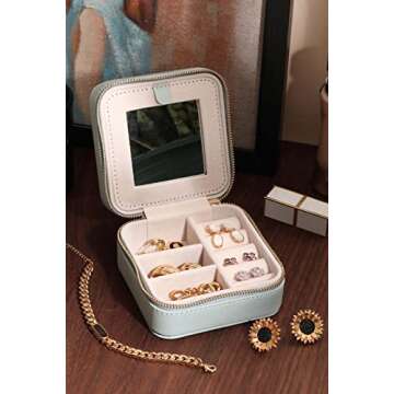 S.Leaf Travel Jewelry Organizer Travel Jewelry Boxes for Women Small Jewelry Travel Case Box Portabl...