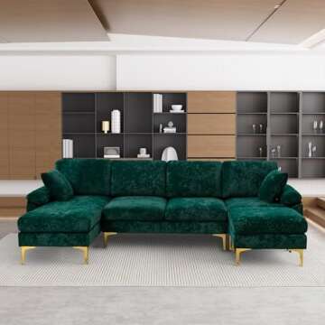 OUYESSIR U-Shaped Velvet Sectional Sofa Couch Set
