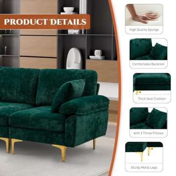 OUYESSIR U-Shaped Velvet Sectional Sofa Couch Set