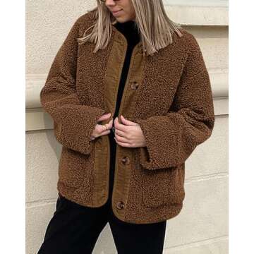 PRETTYGARDEN Women's Cozy Button Up Fleece Sherpa Jacket
