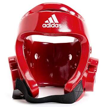 adidas Taekwondo Martial Arts Dipped Foam Head Guard Protector - Red - Large