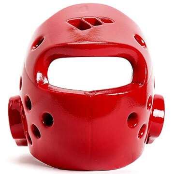 adidas Taekwondo Martial Arts Dipped Foam Head Guard Protector - Red - Large