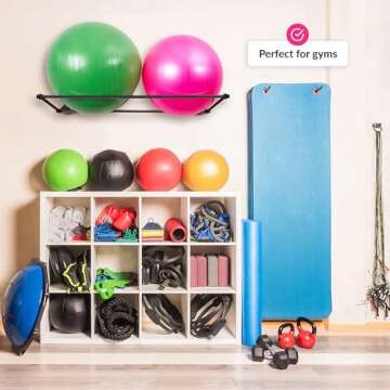 Exercise Ball Holder | Organize Your Space | Wall Mounted Ball Rack | Yoga Stability Ball Holder | Exercise Ball Wall Mount | Fitness Ball Rack | For Gyms, Studios, Home Gyms | Matte Black