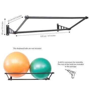 Exercise Ball Holder | Organize Your Space | Wall Mounted Ball Rack | Yoga Stability Ball Holder | Exercise Ball Wall Mount | Fitness Ball Rack | For Gyms, Studios, Home Gyms | Matte Black