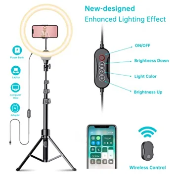 Fugetek 12" Selfie Ring Light with 68" Tripod Stand