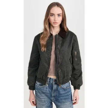 Stylish Women's Bomber Jacket with Corduroy Collar