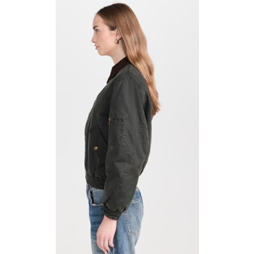 Stylish Women's Bomber Jacket with Corduroy Collar