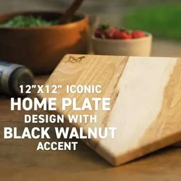 Baseball BBQ | 12'' Home Plate Cutting Board | Kitchen & BBQ Accessory for Baseball Fans Wood for Chopping, Prep, or Charcuterie | Made in USA