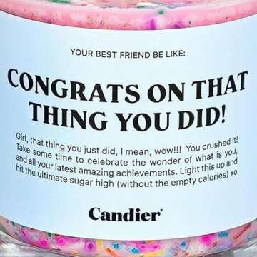 Candier Congrats Candle by Ryan Porter, 9oz | Congratulations Candle | Fragranced Soy Candle Pink