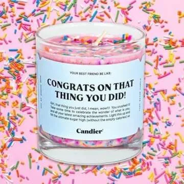Candier Congrats Candle by Ryan Porter, 9oz | Congratulations Candle | Fragranced Soy Candle Pink