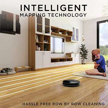 iHome AutoVac 2-in-1 Robot Vacuum and Mop Enabled with Mapping HomeMap Navigation,Ultra Strong Suction Power,HyperDrive Technology for Pet Hair,Hard Floor and Carpet,Alexa/Google and App Control,Eclipse Black,iHRV1
