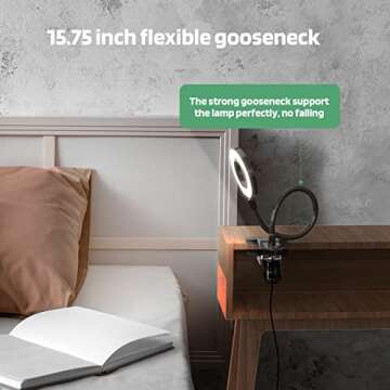 GLORIOUS-LITE LED Clip on Light, 36 LED Reading Light, 4 Modes Book Light, 360° Rotation Gooseneck Reading Lamp, Eye-Caring Clip on Lamp for Bed, Desk,Computer, Headboard, Dorm Room(Black)