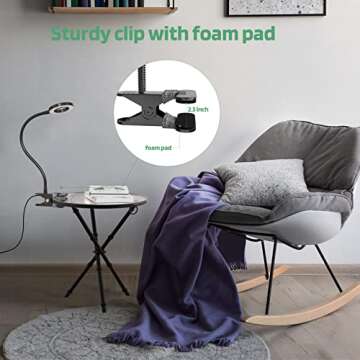 GLORIOUS-LITE LED Clip on Light, 36 LED Reading Light, 4 Modes Book Light, 360° Rotation Gooseneck Reading Lamp, Eye-Caring Clip on Lamp for Bed, Desk,Computer, Headboard, Dorm Room(Black)