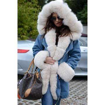 Roiii Women Thicken Warm Winter Coat Hood Down Parka Fleece Fur Outdoor Overcoat Long Jacket Outwear