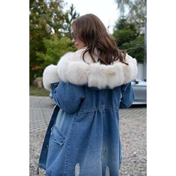 Roiii Women Thicken Warm Winter Coat Hood Down Parka Fleece Fur Outdoor Overcoat Long Jacket Outwear