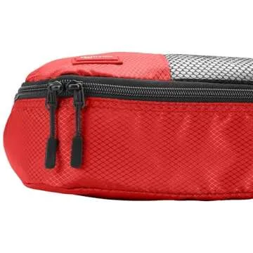 Amazon Basics 4 Piece Packing Travel Organizer Zipper Cubes Set, Large, Red