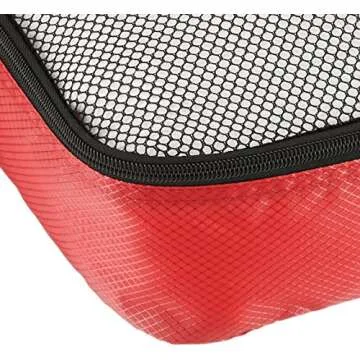 Amazon Basics 4 Piece Packing Travel Organizer Zipper Cubes Set, Large, Red