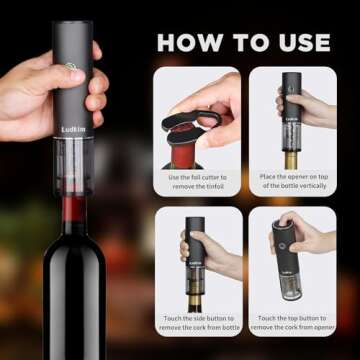 Ludkim Electric Wine Opener Gift Set with Aerator