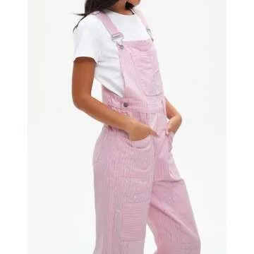 Kedera Womens Denim Bib Overalls Loose Fit Barrel Leg Adjustable Strap Jean Pants Jumpsuits with Patch Pockets