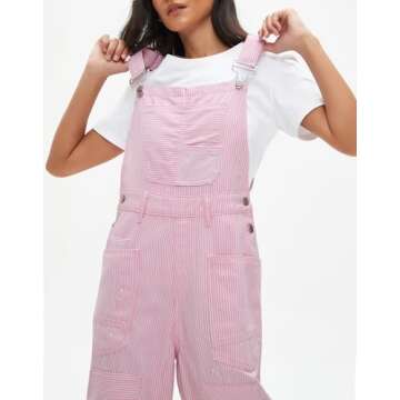 Kedera Womens Denim Bib Overalls Loose Fit Barrel Leg Adjustable Strap Jean Pants Jumpsuits with Patch Pockets