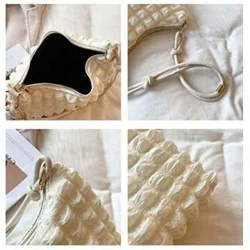 Women Casual Shoulder Bag, Solid Color Lattice Underarm Bag, Autumn Winter Tote Handbag Large Capacity