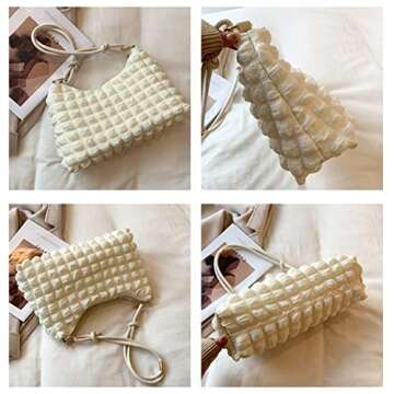 Women Casual Shoulder Bag, Solid Color Lattice Underarm Bag, Autumn Winter Tote Handbag Large Capacity