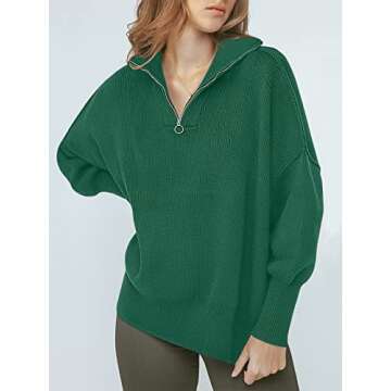 Stylish ANRABESS Oversized 1/4 Zip Sweater for Women
