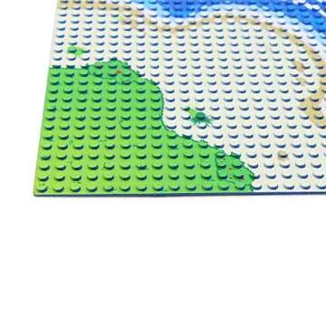 Feleph Classic Blue Baseplate for City Road Beach, Ocean Island Street Water Base Plate 10 x 10 Inches, Pirates Sea Toy Kit for Major Brands Building Bricks (Curved 1PC)