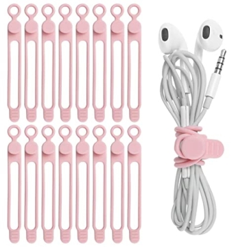 Nearockle 16Pcs Silicone Cable Straps for Easy Organization