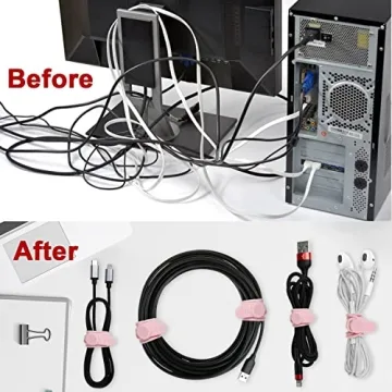 Nearockle 16Pcs Silicone Cable Straps for Easy Organization