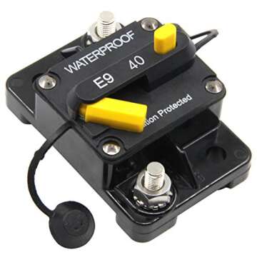 RKURCK 12V-48V DC 40 Amps Waterproof Circuit Breaker with Manual Reset for Marine Trolling Motors Bo...