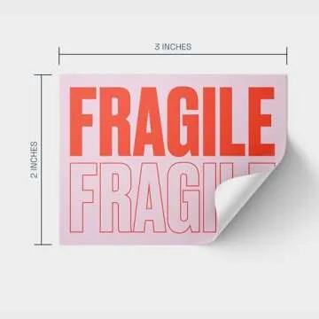 Cute Fragile Stickers for Shipping - Lavender Pink & Orange Red - 2 x 3 inch - Roll of 250 Moving Stickers for Shipping or Fragile Stickers for Moving Handle with Care Stickers for Shipping