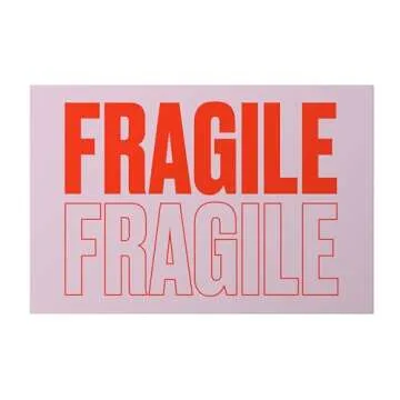 Cute Fragile Stickers for Shipping - Lavender Pink & Orange Red - 2 x 3 inch - Roll of 250 Moving Stickers for Shipping or Fragile Stickers for Moving Handle with Care Stickers for Shipping