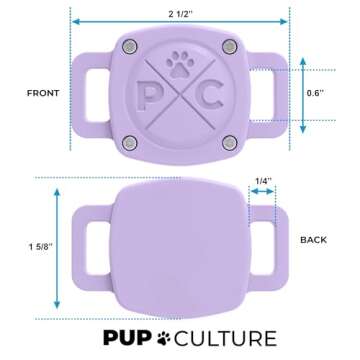 Pup Culture IP68 Waterproof AirTag Dog Collar Holder | 2.5X Stronger Than Competitors - Track Your Pet Using Apple AirTag Technology | Doesn’t Hurt Your Collar |Dog or Cat Collar Airtag Holder