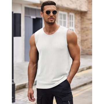 COOFANDY Men's Casual Tank Tops Pack Sleeveless T Shirts Fitted Knit Tanks Muscle Gym Tees#