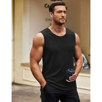 COOFANDY Men's Casual Tank Tops Pack Sleeveless T Shirts Fitted Knit Tanks Muscle Gym Tees#