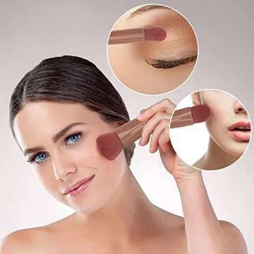 Unaone 5 Piece Makeup Brushes Set, Professional Travel Small Makeup Brushes with Brush Case Built-in Mirror, Portable Cosmetics Brushes for Eyeshadow, Powder, Foundation, Blush