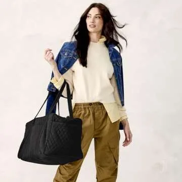 Vera Bradley Women's Premium Cotton Large Original Duffel, Moonless Night, One Size